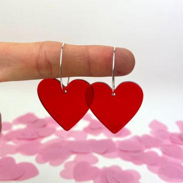 Red Heart Stud Earrings Valentines Day Earrings Heart -  UK