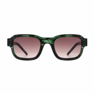 A.Kjaerbede Marvin Round Sunglasses in Green Marble Transparent