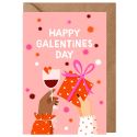 Galentines Wine Present Valentines Card