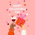 Galentines Wine Present Valentines Card