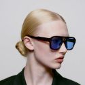 A Kjaerbede Kaya Sunglasses - Demi Tortoise (Blue Lens)