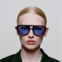 A Kjaerbede Kaya Sunglasses - Demi Tortoise (Blue Lens)