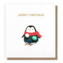 Mini Pom Merry Christmas Penguin Card