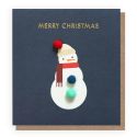 Mini Pom Merry Christmas Snowman Card