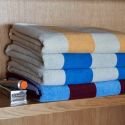 Hay Stripe Hand Towel, Bordeaux & Sky Blue