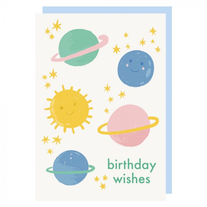 Birthday Wishes Planets Card