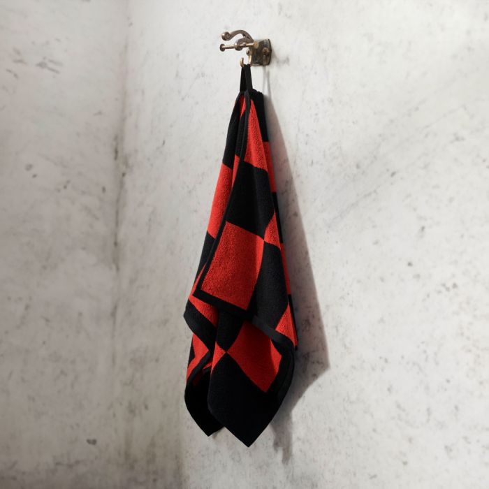 Hay Check Hand Towel - Poppy Red