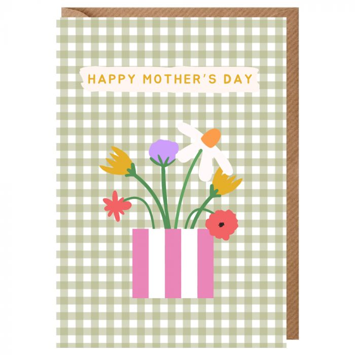 Vase Gingham Mother's Day Card