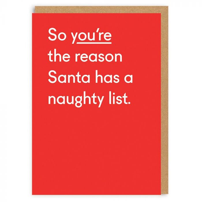 Ohh Deer Naughty List Christmas Card | Utility Gift UK