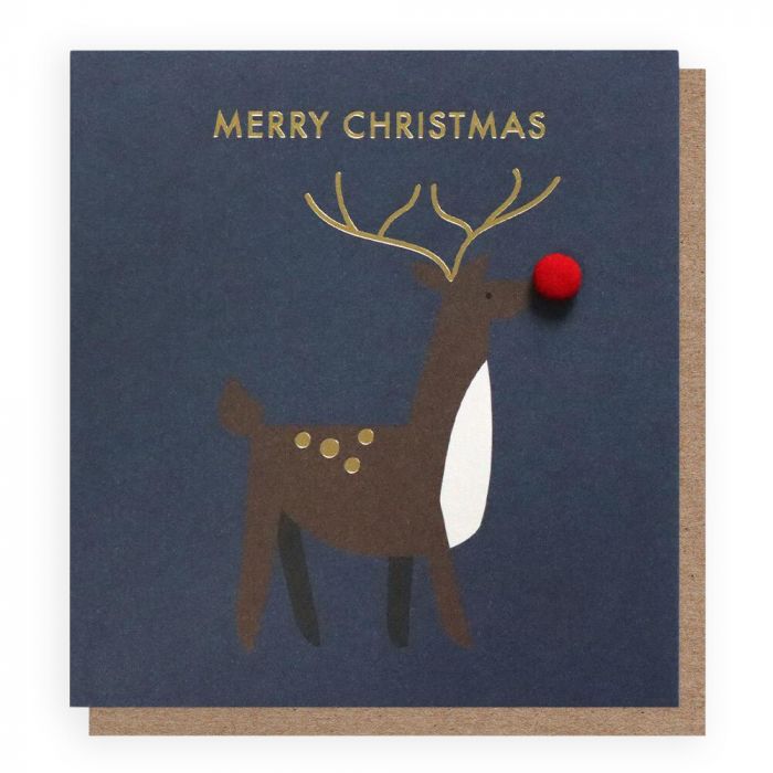 Mini Pom Merry Christmas Deer Card