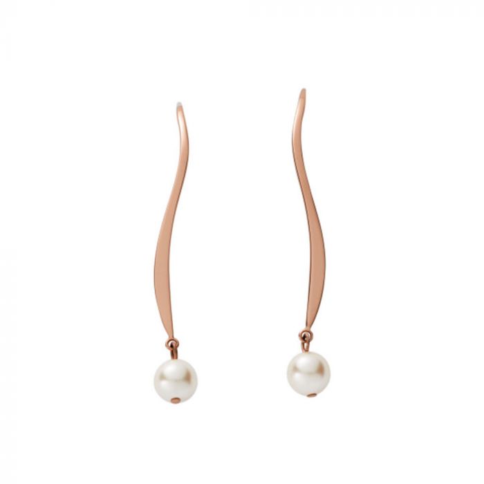 Skagen Agnethe Rose-Tone Stainless Steel Pearl Drop Earrings | Utility ...