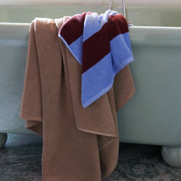 Hay Stripe Hand Towel, Bordeaux & Sky Blue