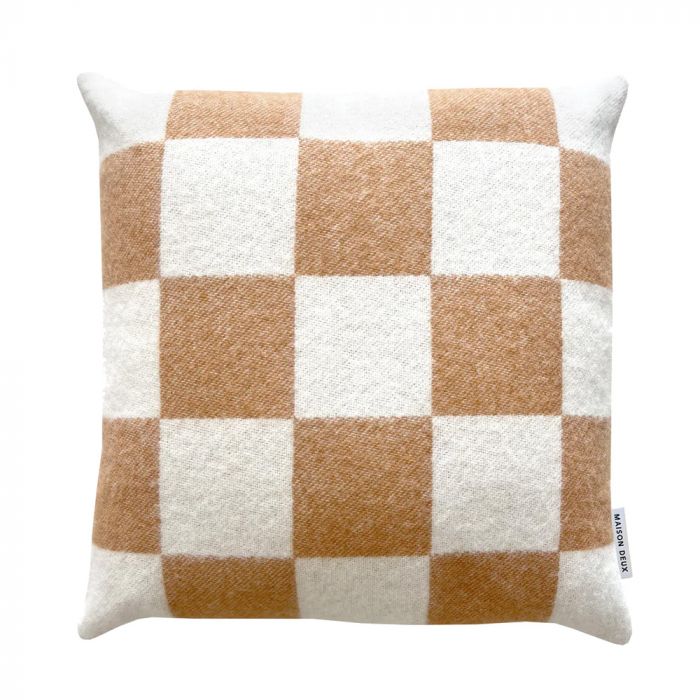 Maison Deux Checkerboard Cushion - Terra White