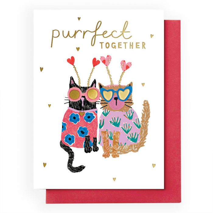 Purrfect Together Cats Valentines Card