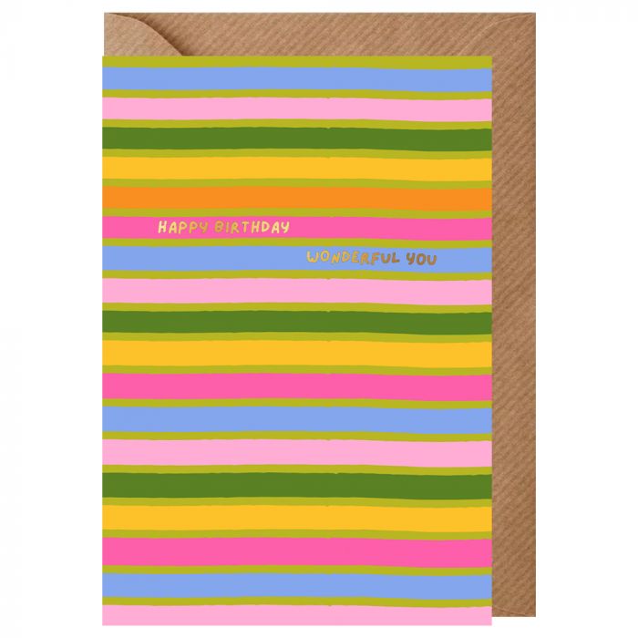 Wonderful You Stripes Foil Card