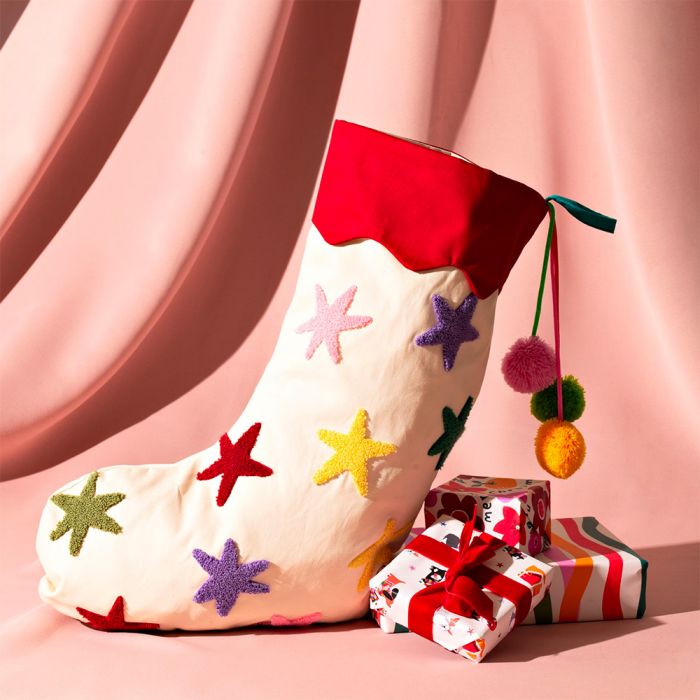 Raspberry Blossom Stars Stocking